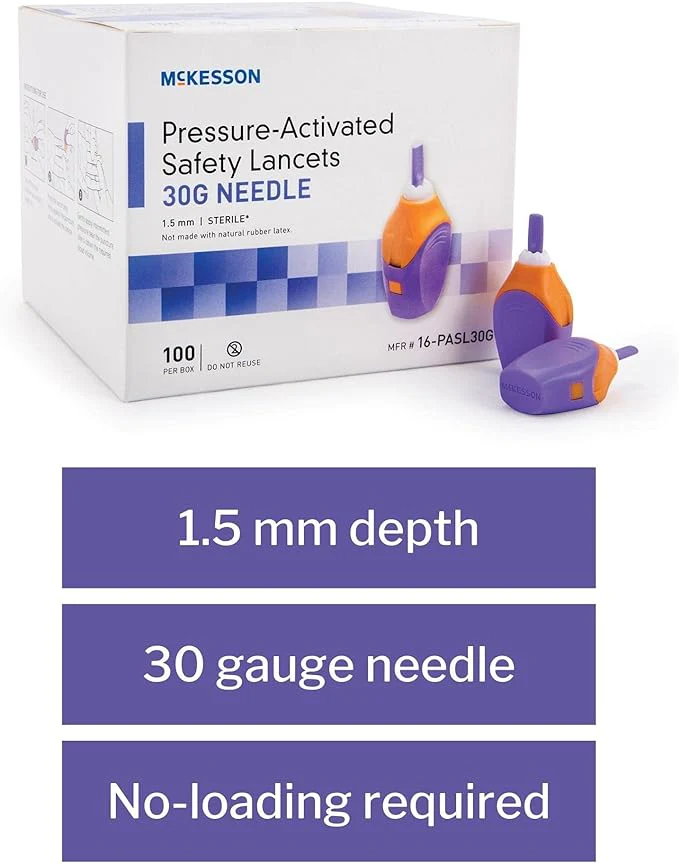 McKesson Safety Lancets, Sterile, Pressure-Activated, 30 Gauge Needle, 1.5 mm Depth - Image 3