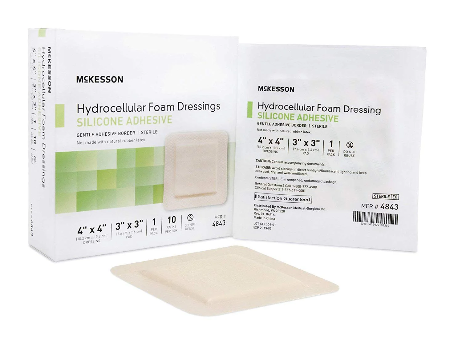 McKesson 4843 Silicone Foam Dressing, Box of 10