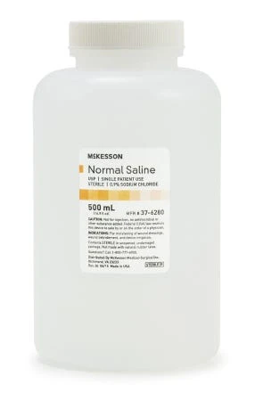 McKesson Irrigation Solution Sodium Chloride 0.9% Solution Bottle, Screw Top 500 mL Case of 18