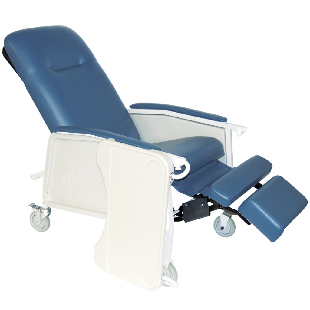 McKesson Recliner, Blue, Vinyl, Upholstered, 1 Each