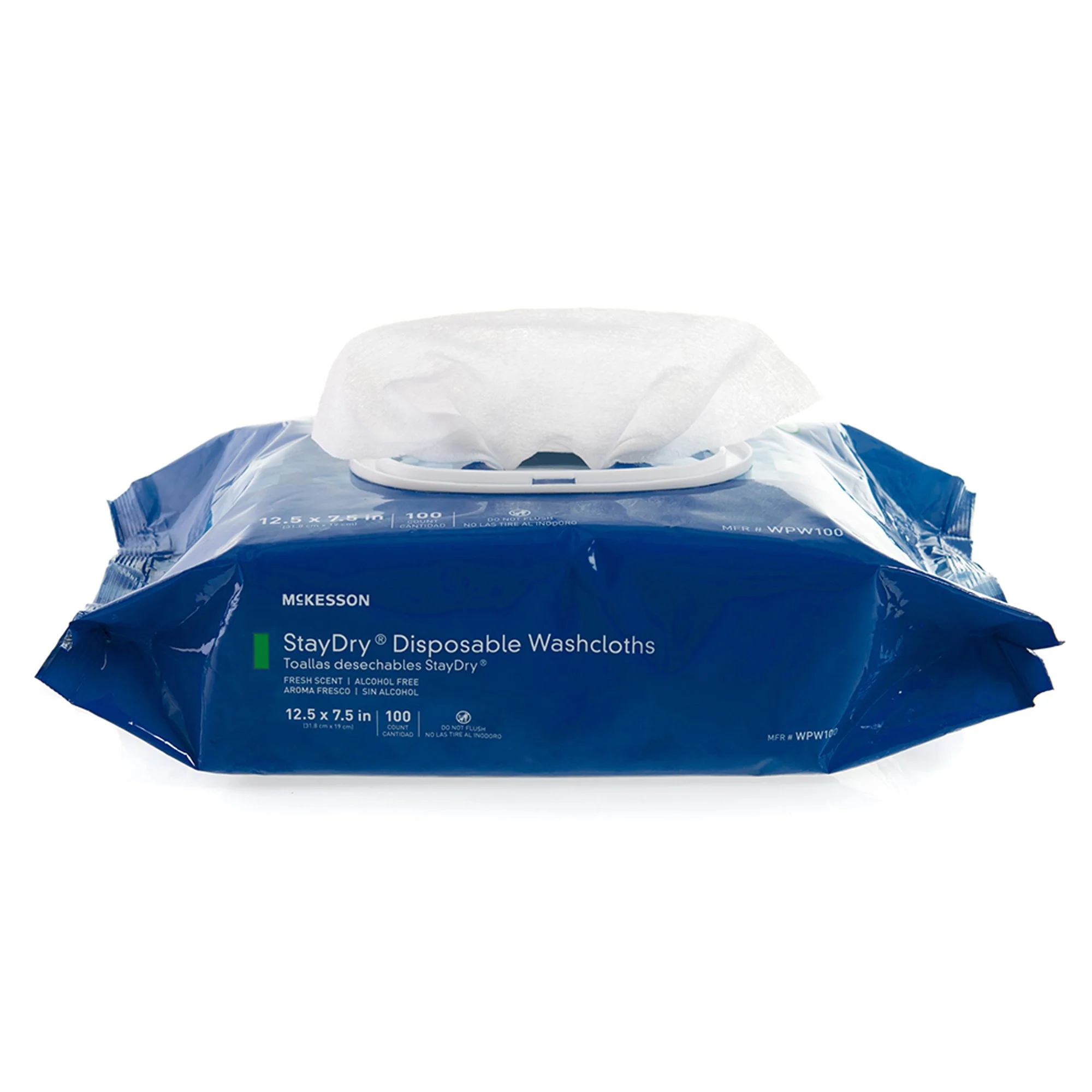 Mckesson StayDry Personal Cleansing Wipe, 7.5 x 12 Inch, White, Scented, 100 per Pack, Case of 6 Packs - Image 2