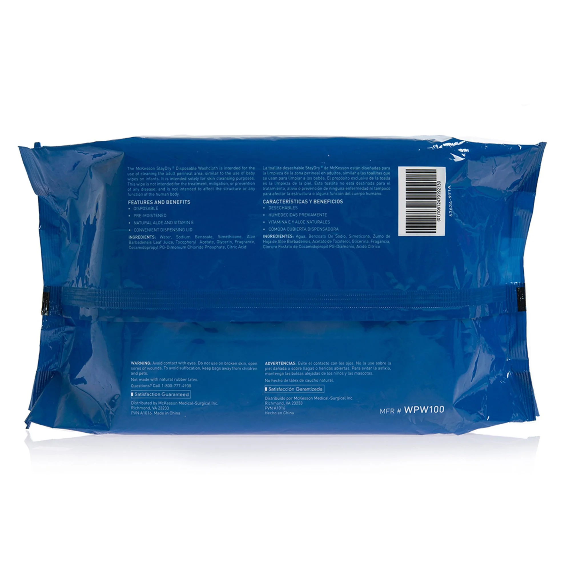 Mckesson StayDry Personal Cleansing Wipe, 7.5 x 12 Inch, White, Scented, 100 per Pack, Case of 6 Packs - Image 3