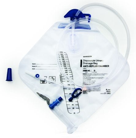 McKesson Urinary Drain Bag with Anti-Reflux Valve, 2000 mL - Image 2