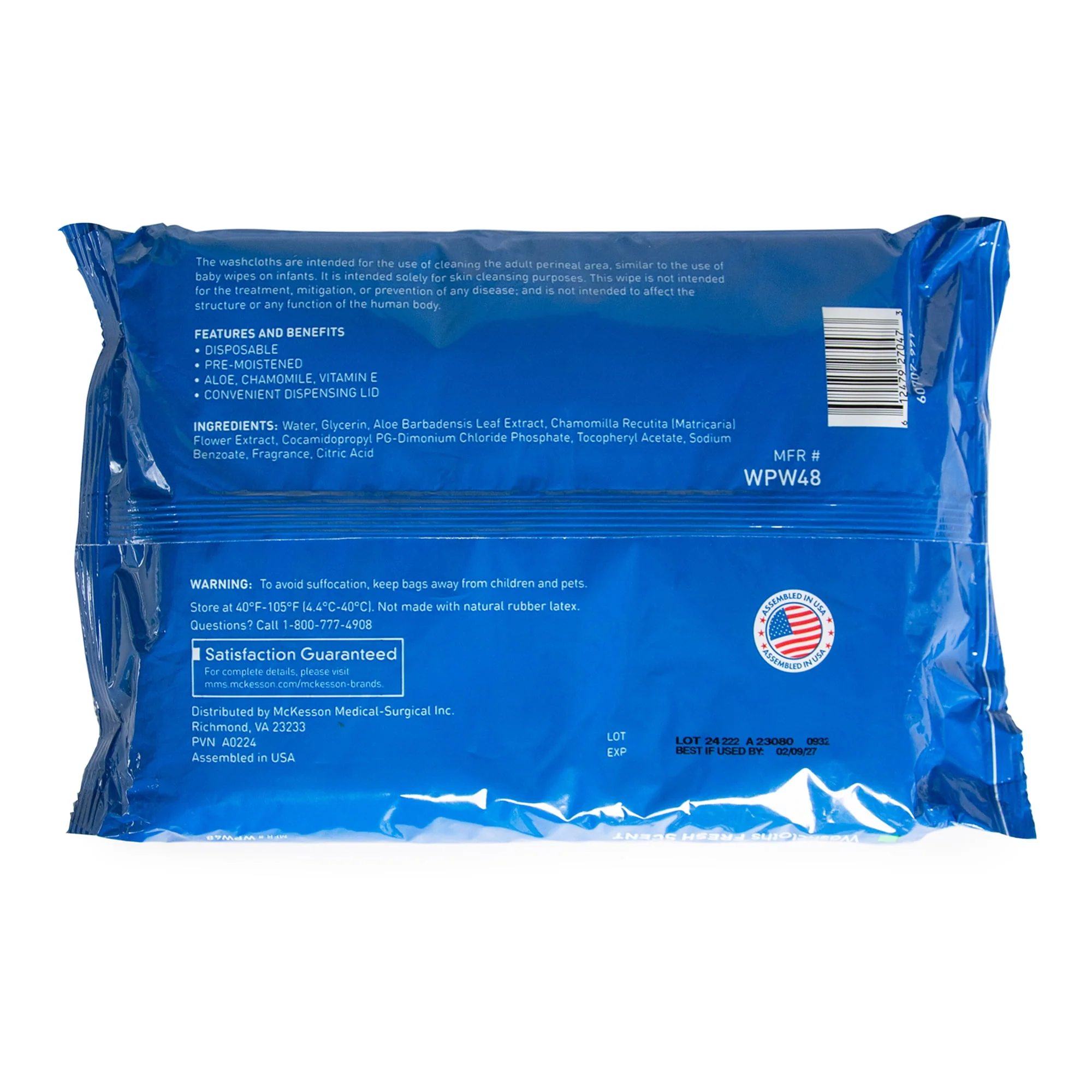 McKesson Washcloth Wipes, Scented - Disposable Wet Wipes for Adults - Alcohol-Free, Paraben-Free - No-Rinse Formula - Image 2