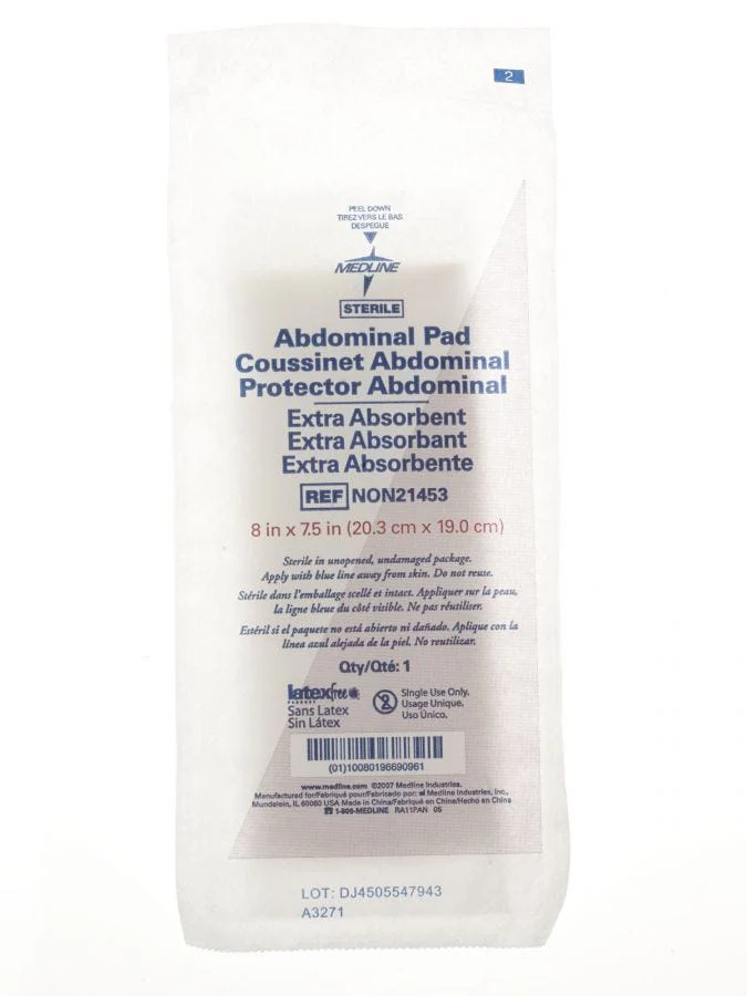 Medline Sterile Abdominal Pads: 8" x 7.5", 20 Count