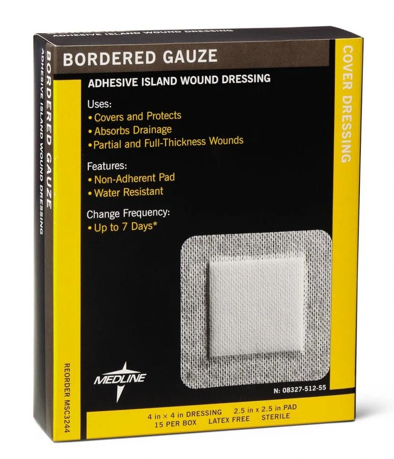 Medline Sterile Bordered Gauze: 4" x 4", 15 Count - Image 2