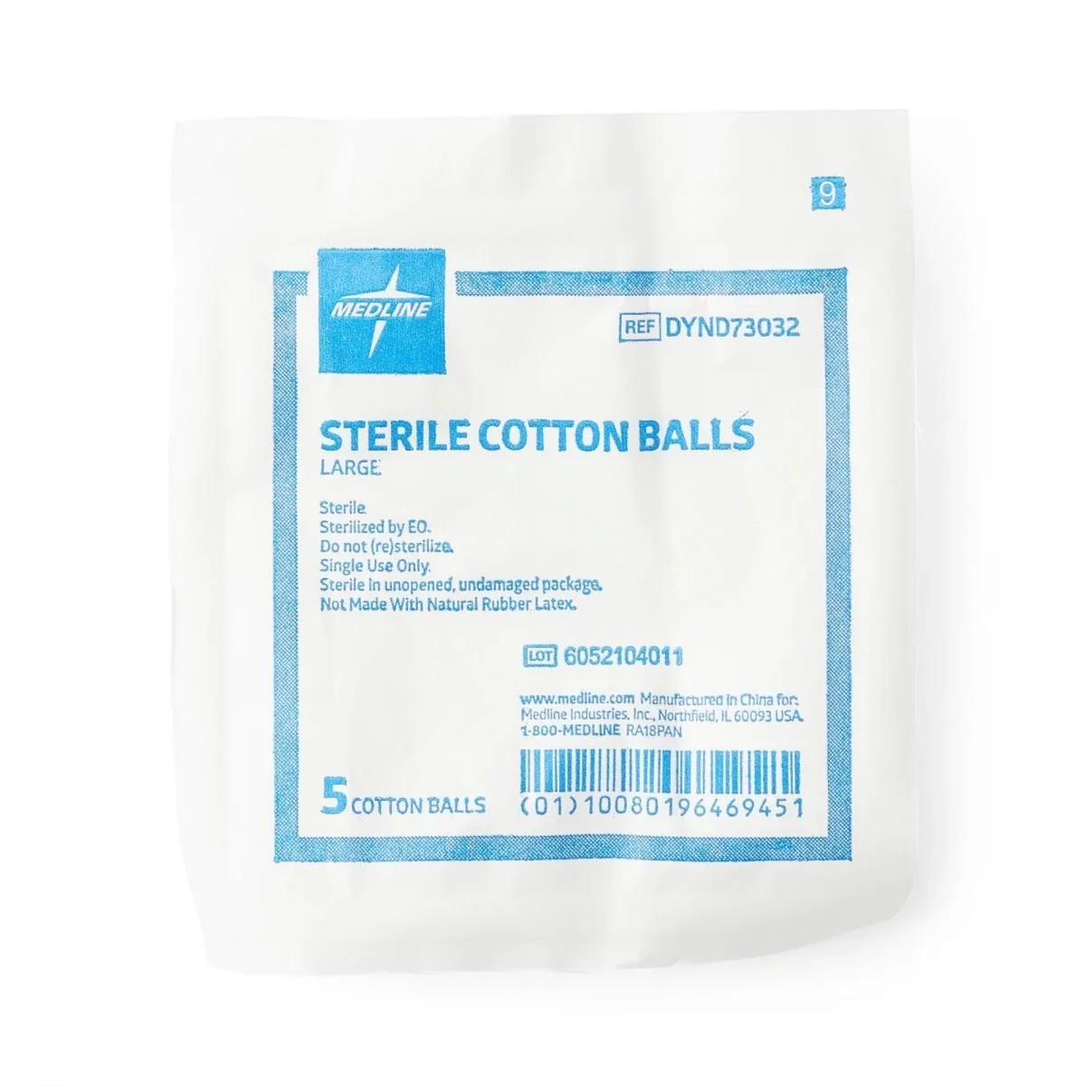 Medline Sterile Large Cotton Balls, Pack of 25