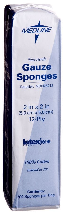 Medline Woven Non-Sterile Gauze Sponges: 2" x 2", 12 ply, 200 Count - Image 2