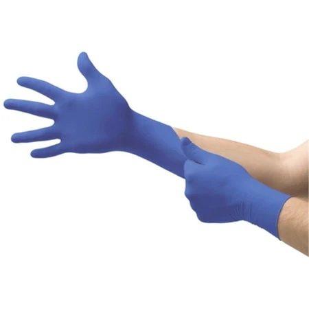 Micro-Touch Nitrile Exam Gloves, NonSterile, Textured Fingertips, Blue - Image 2