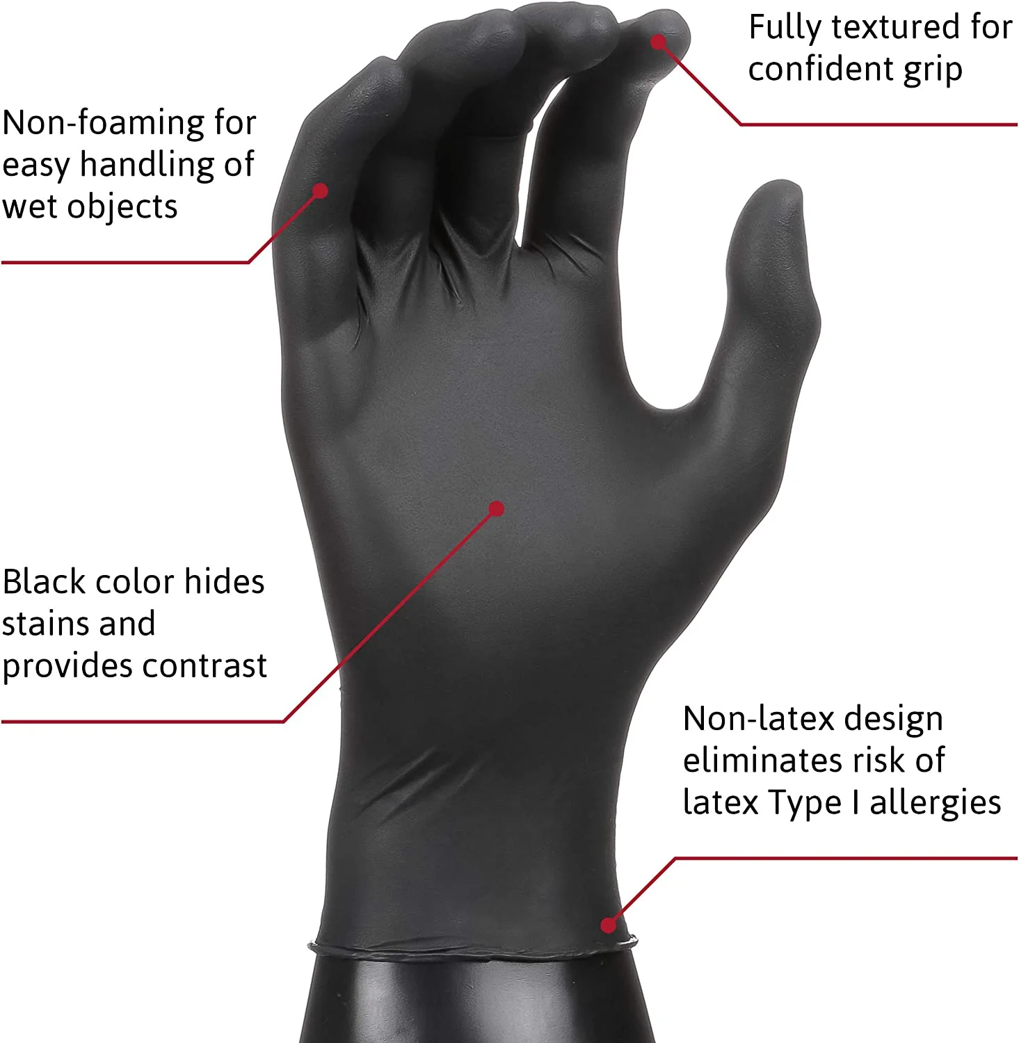 MidKnight NonSterile Nitrile Exam Gloves, Black - Image 3