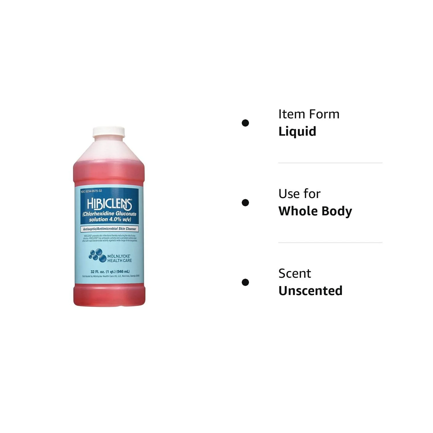 Hibiclens CHG Antiseptic / Antimicrobial Skin Cleanser, 4% Strength CHG (Chlorhexidine Gluconate), 32 oz Bottle - Image 3