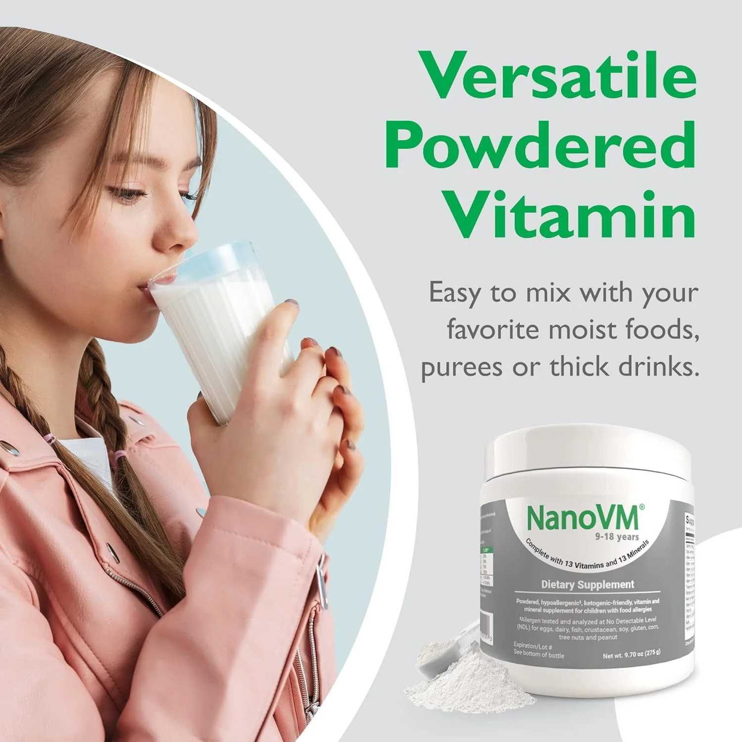 NanoVM Unflavored Pediatric Supplement, 275 Gram Jar Powder, 1 Each - Image 11
