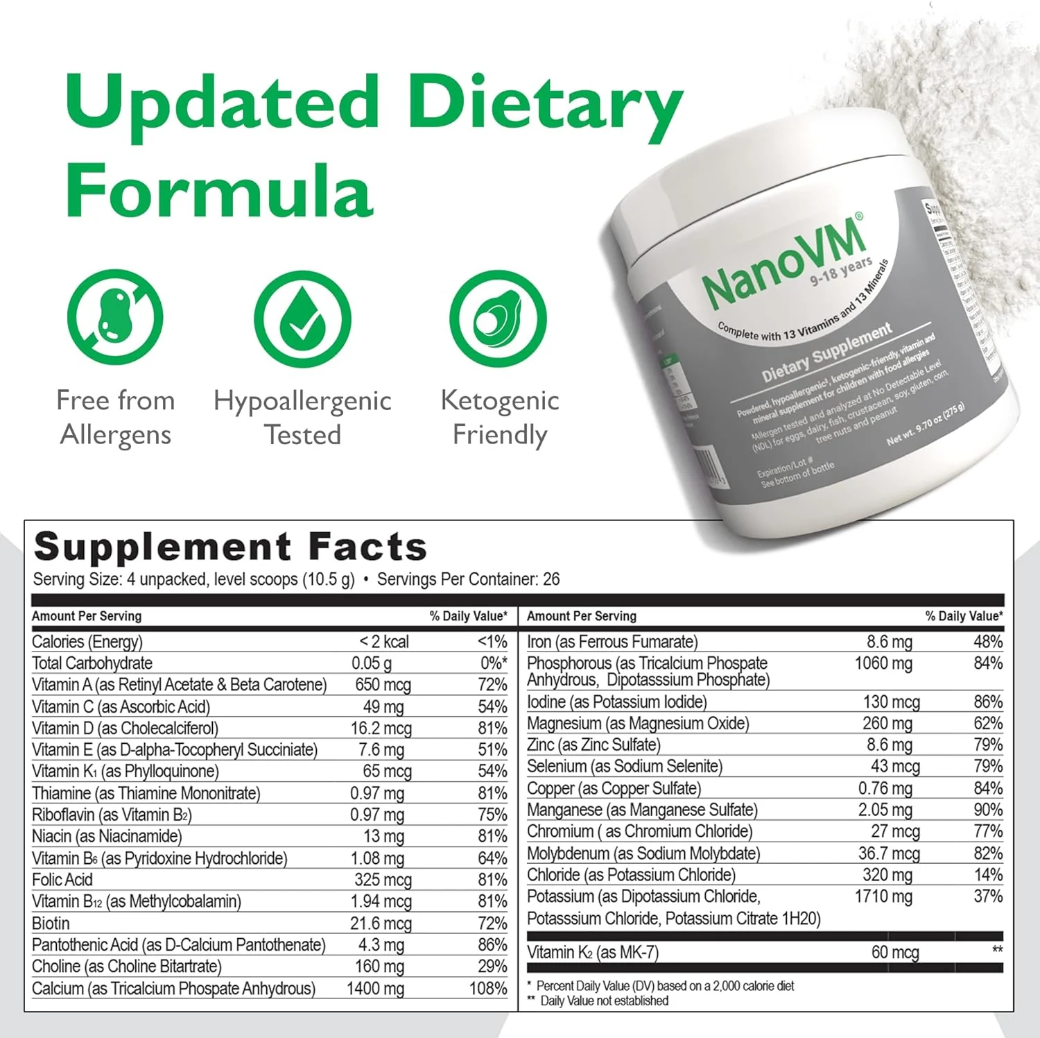 NanoVM Unflavored Pediatric Supplement, 275 Gram Jar Powder, 1 Each - Image 9