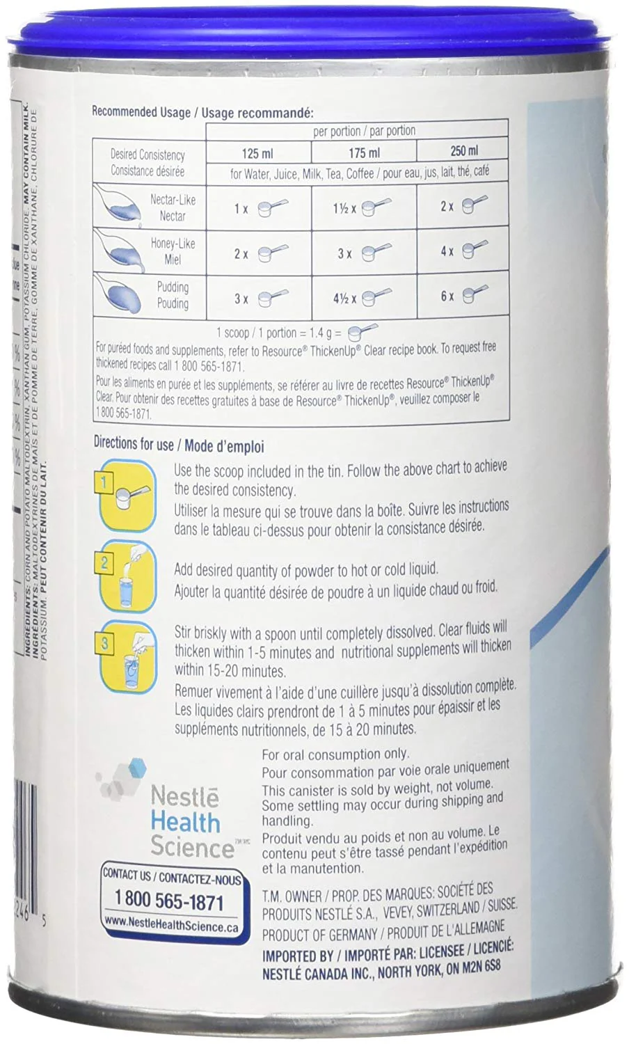 Nestle Resource Thickenup Clear Instant Food Thickener, 4-2/5 oz., Unflavored, 1 Can - Image 2