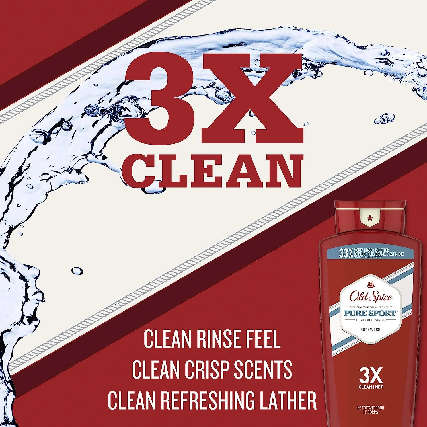 Old Spice Pure Sport Body Wash, Liquid 18 oz. Bottle, Clean Scent, 1 Each - Image 3
