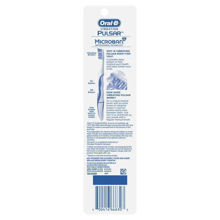 Oral-B Vibrating Pulsar Battery Toothbrush with Microban, Soft - Image 3