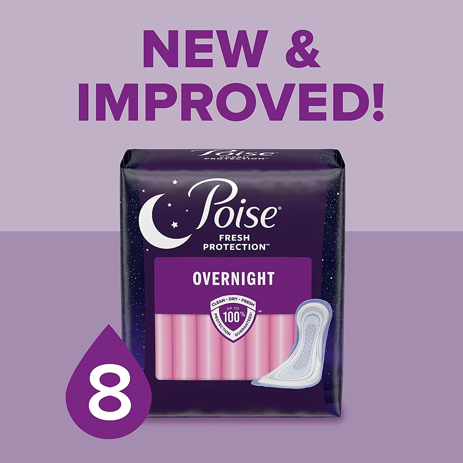 Poise Fresh Protection Bladder Control Pad, 5.3 Inch Length, Overnight Absorbency, Sodium Polyacrylate Core, One Size Fits Most - Image 2