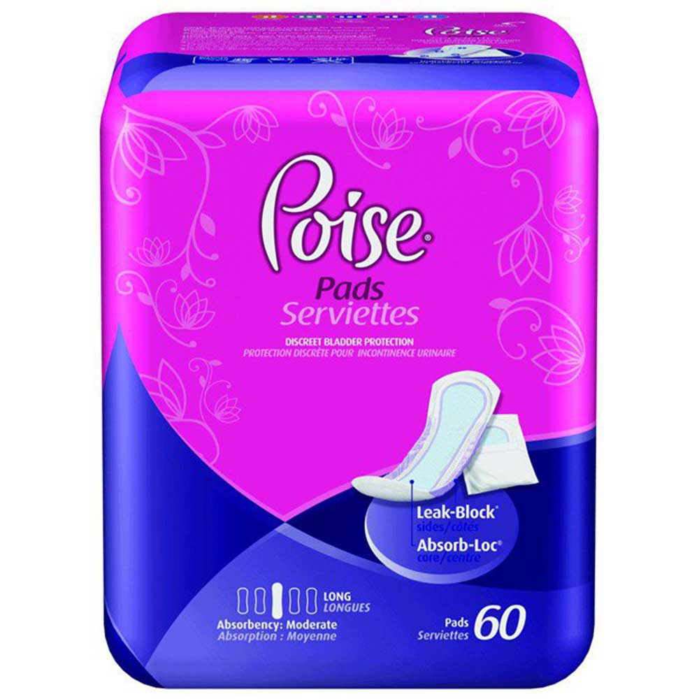 Poise Moderate Pads - 10 9/10", Pack of 20, Moderate Absorbency, Female, Polyacrylate, Disposable - Image 2