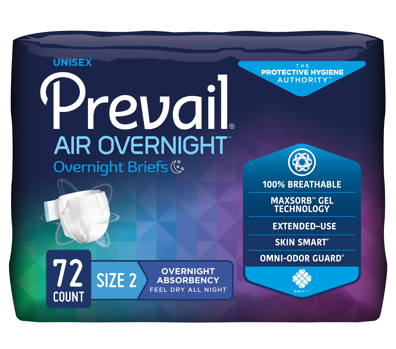 Prevail Air Overnight Briefs, Overnight Absorbency, Breathable, Refastenable Tabs - Image 4