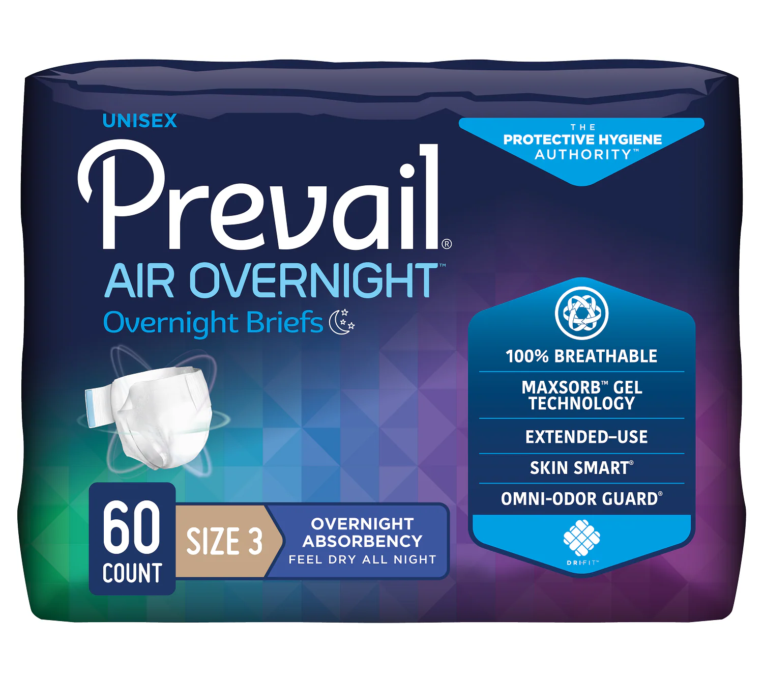 Prevail Air Overnight Briefs, Overnight Absorbency, Breathable, Refastenable Tabs - Image 5