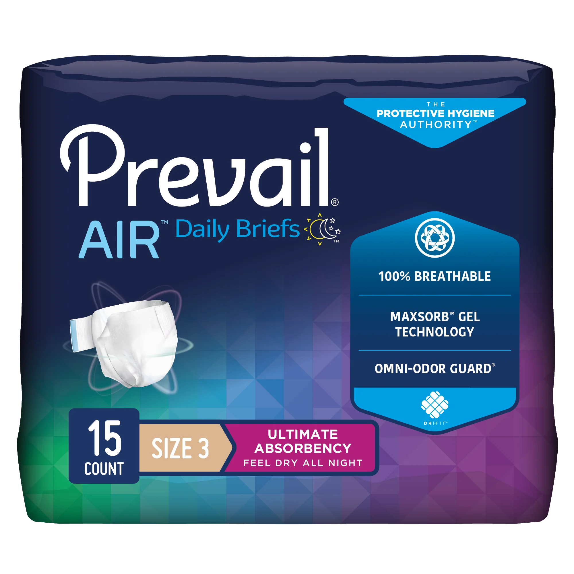 Prevail Air Plus Unisex Daily Briefs, Ultimate Plus Absorbency, Refastenable Tabs - Image 3