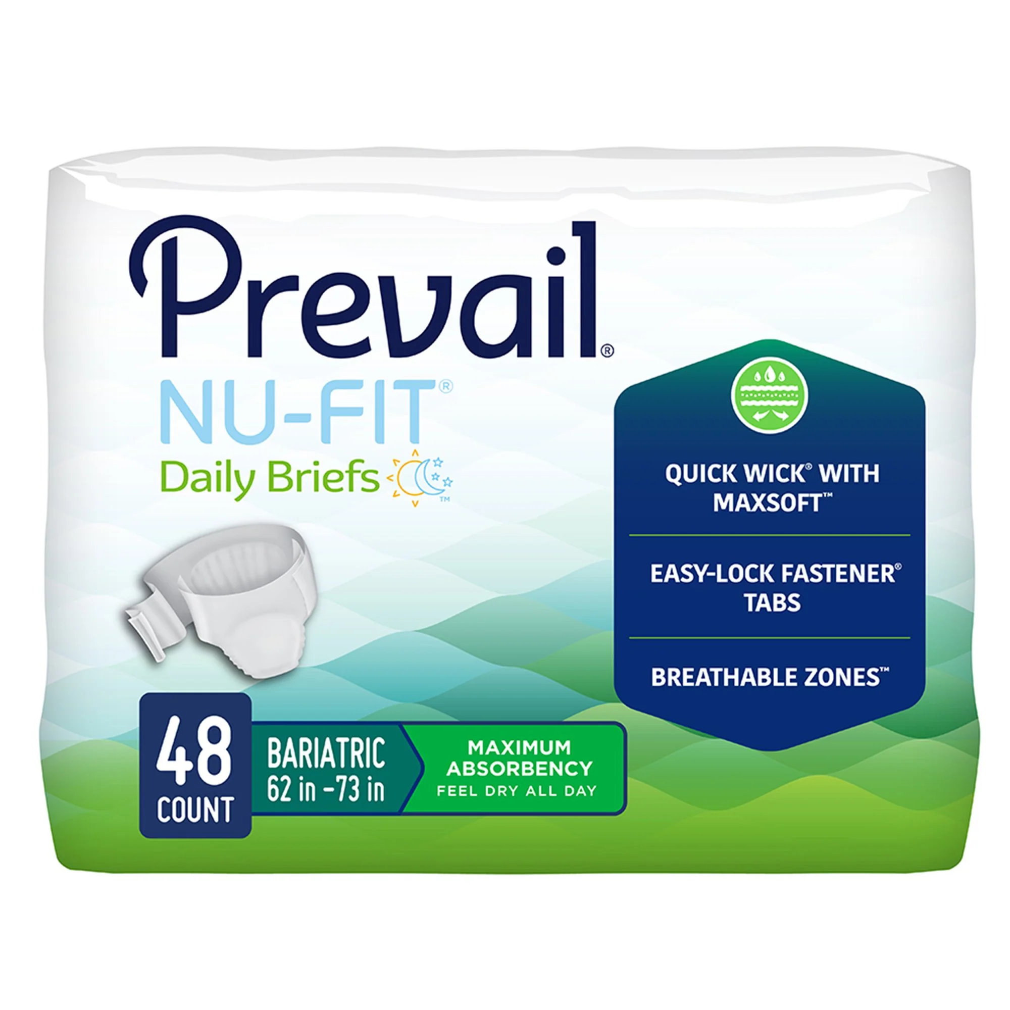 Prevail Nu-Fit Incontinence Daily Briefs, Maximum Absorbency, Refastenable Tabs - Image 12