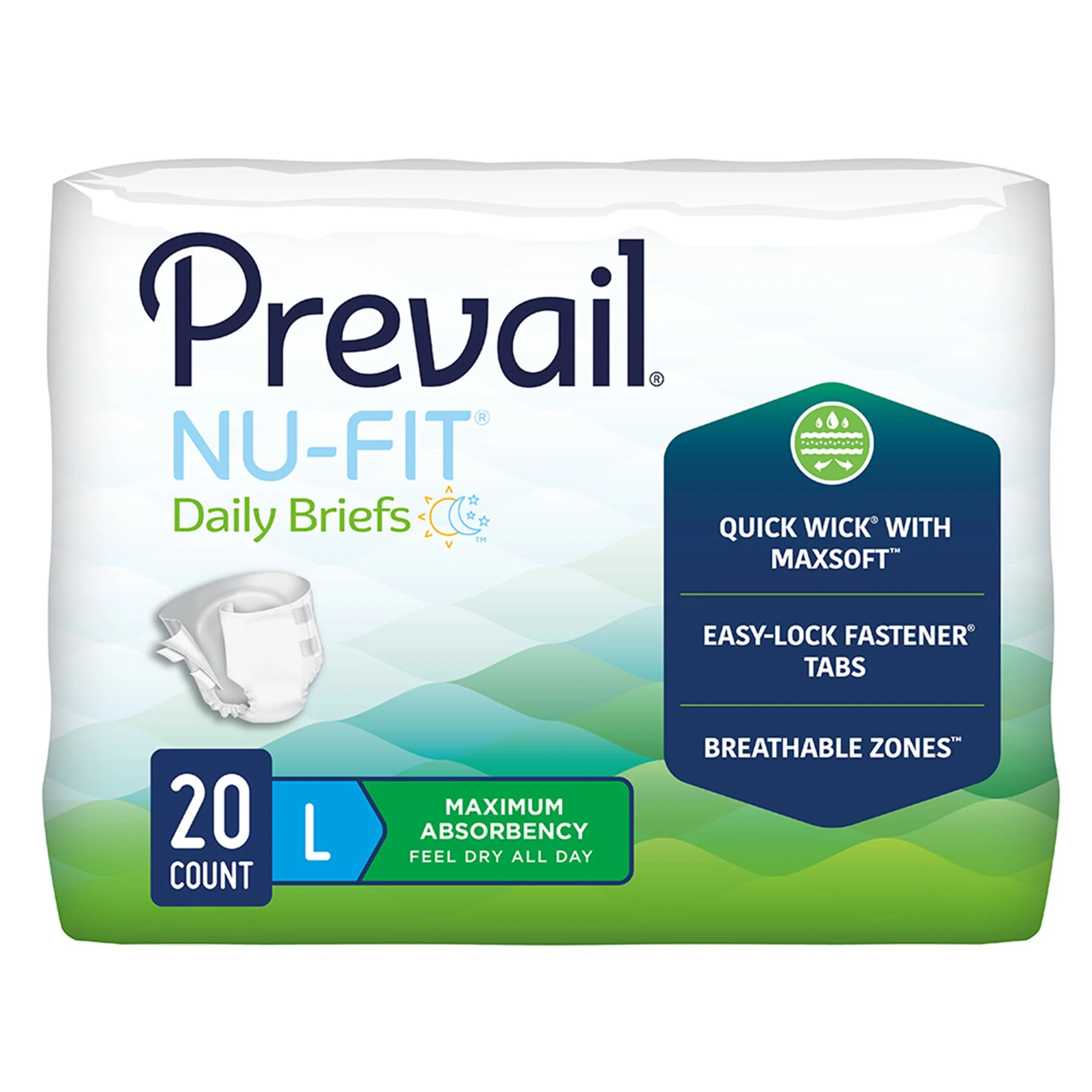 Prevail Nu-Fit Incontinence Daily Briefs, Maximum Absorbency, Refastenable Tabs - Image 6