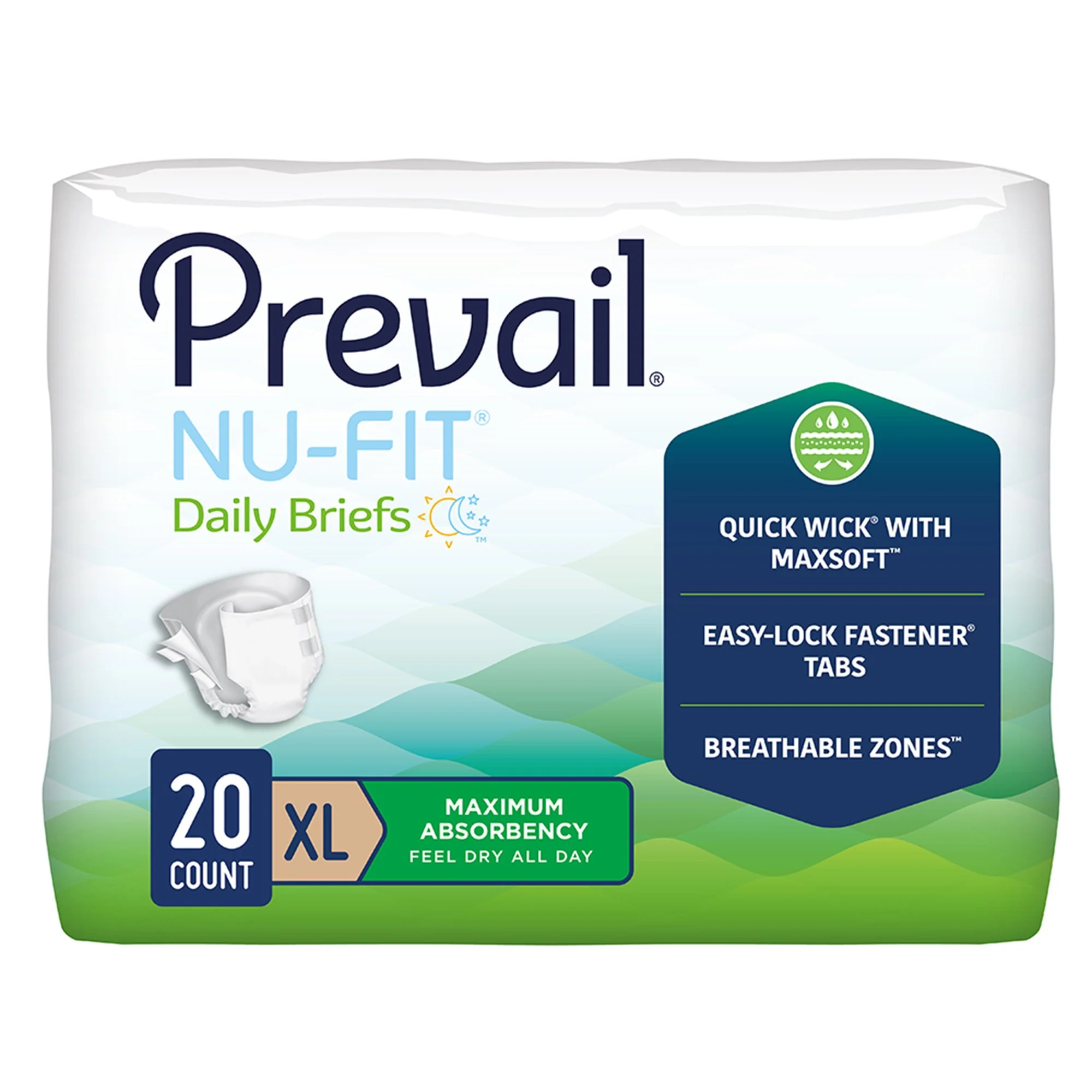 Prevail Nu-Fit Incontinence Daily Briefs, Maximum Absorbency, Refastenable Tabs - Image 8