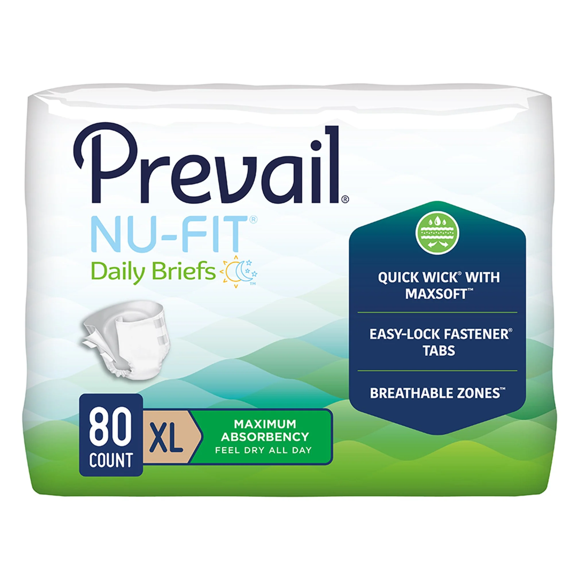 Prevail Nu-Fit Incontinence Daily Briefs, Maximum Absorbency, Refastenable Tabs - Image 9