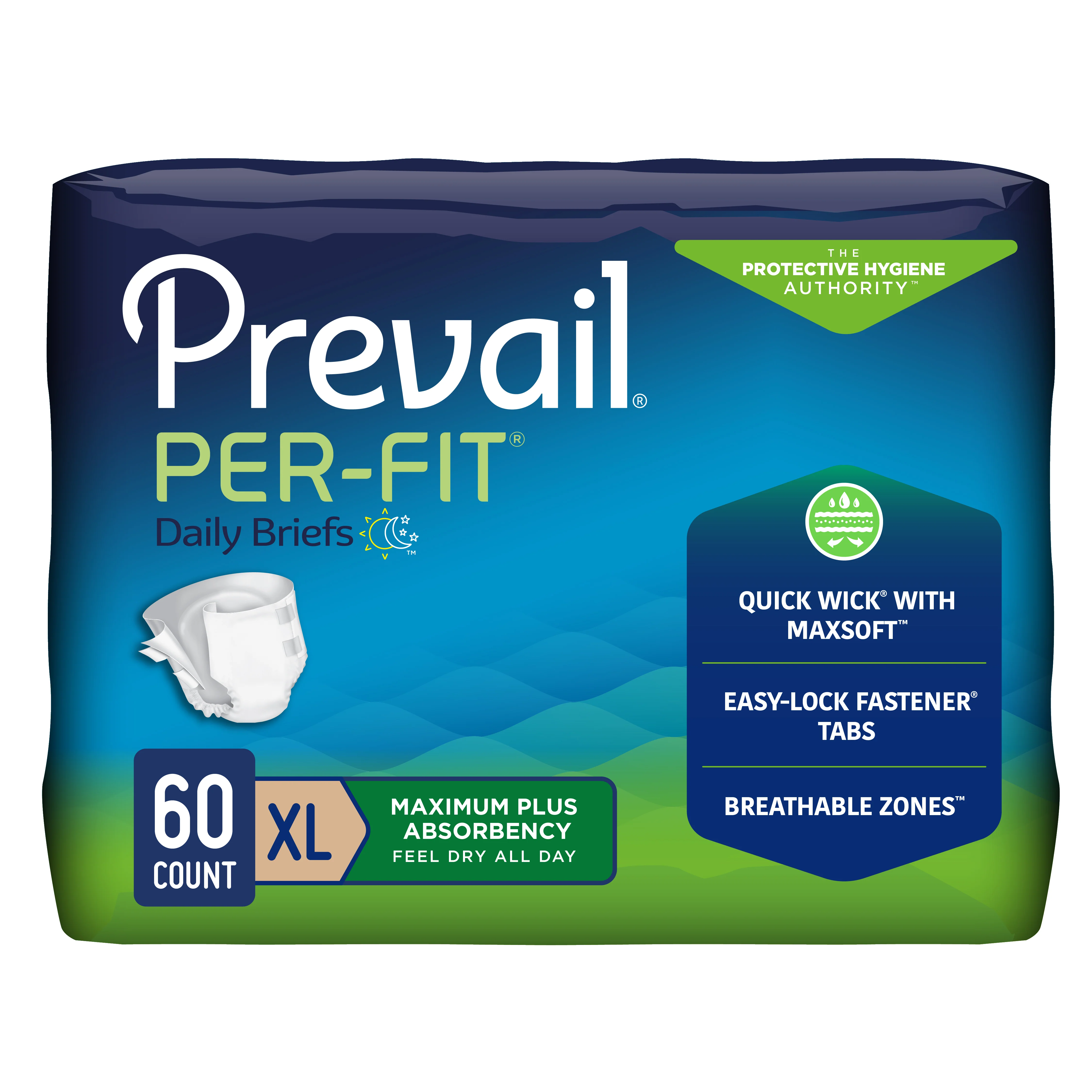 Prevail Per-Fit Unisex Daily Briefs, Maximum Plus Absorbency, Refastenable Tabs - Image 13