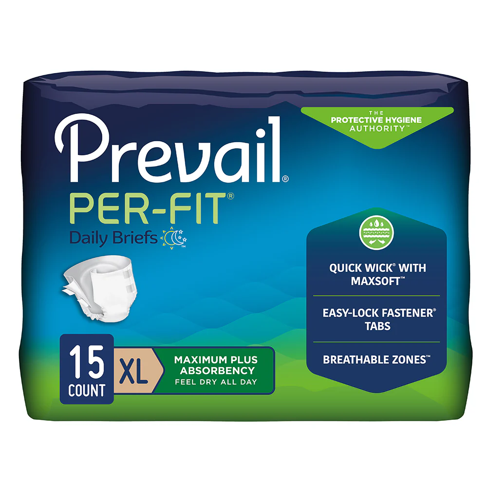 Prevail Per-Fit Unisex Daily Briefs, Maximum Plus Absorbency, Refastenable Tabs - Image 3