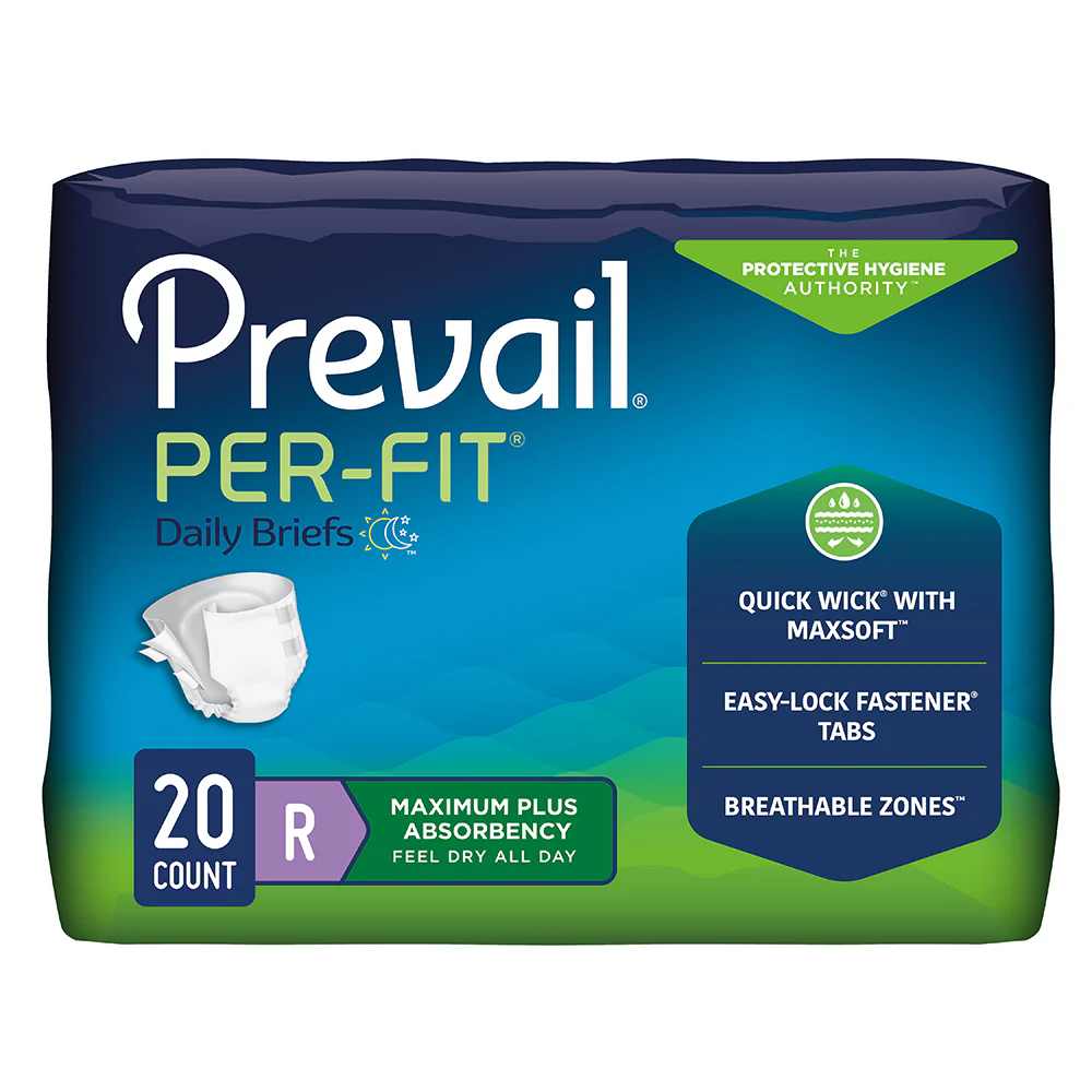Prevail Per-Fit Unisex Daily Briefs, Maximum Plus Absorbency, Refastenable Tabs - Image 4