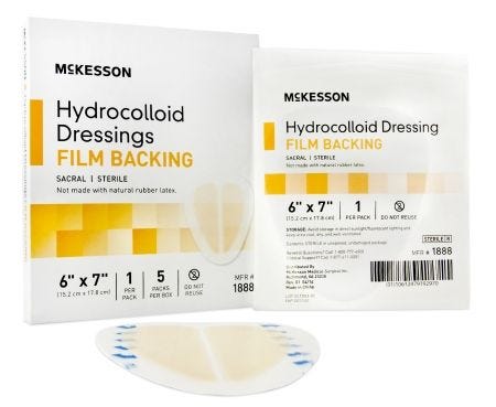 ReliaMed Hydrocolloid Dressing: 1 Count, Light Beige, Sacral Shape, 6" x 7" - Image 2