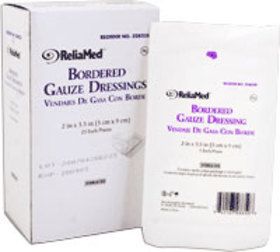 ReliaMed Sterile Bordered Gauze Dressing 2" x 3-1/2" Box of 25 - Image 2