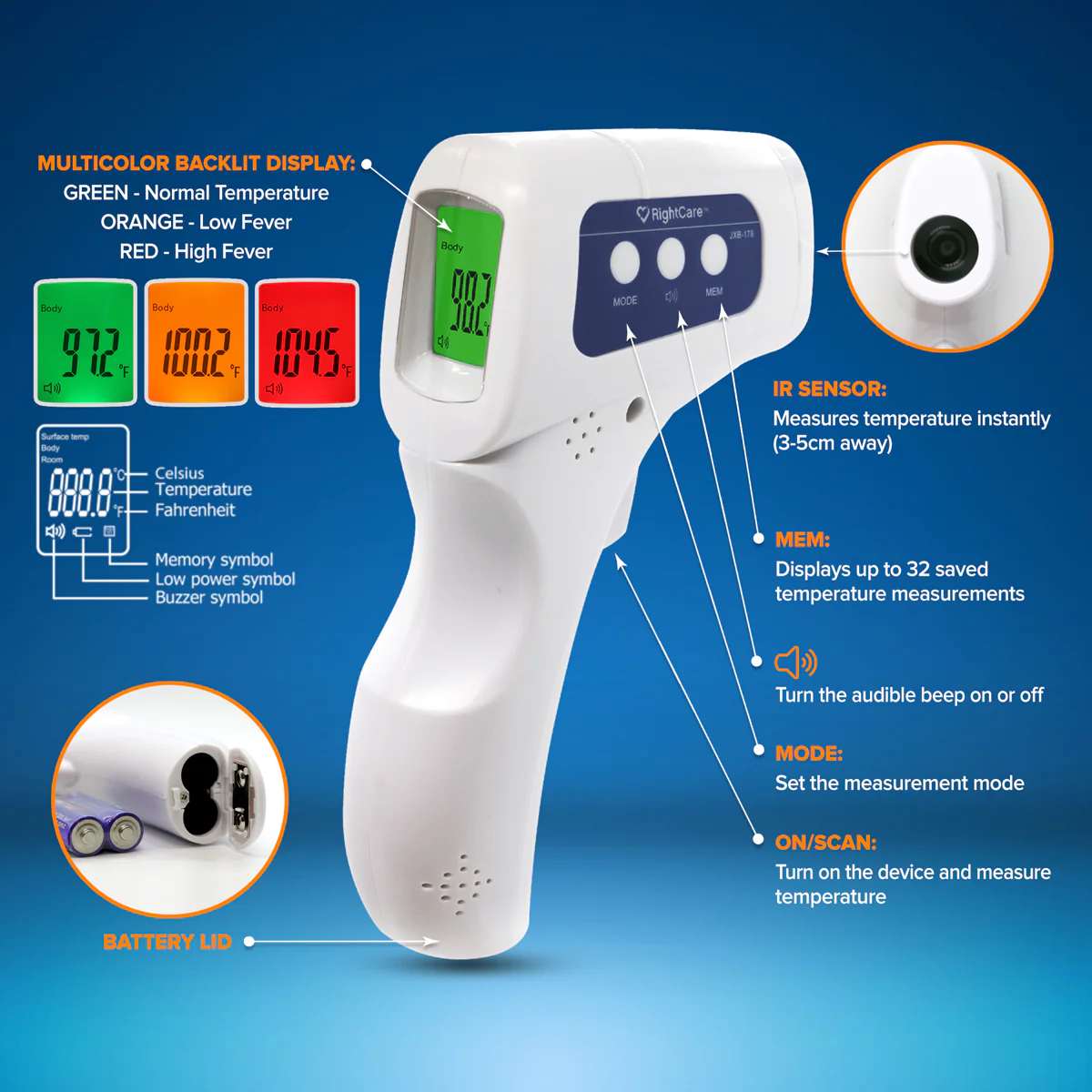 RightCare No-Touch IR Forehead Thermometer with Instant Results - Image 3