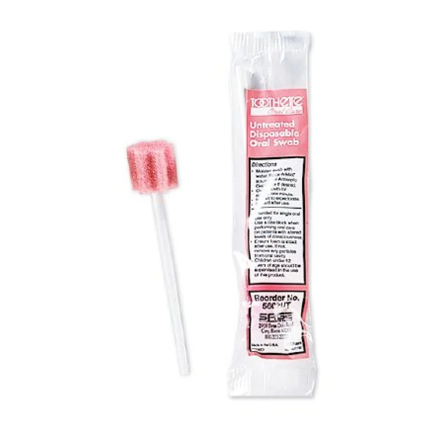 Sage Products Oral Swabstick Toothette: Foam Tip, Untreated, 6"