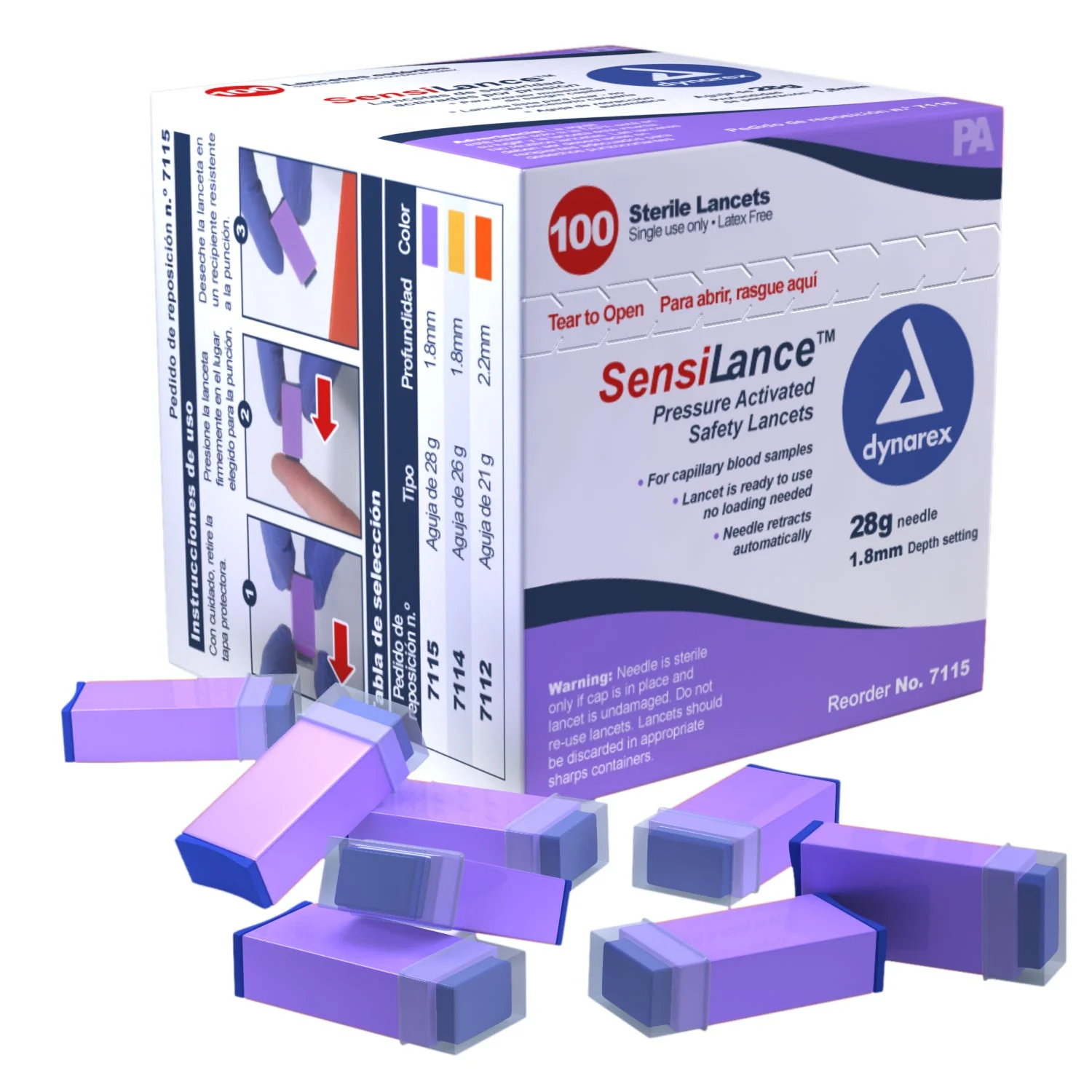 SensiLance Safety Lancet Case of 1000, Purple