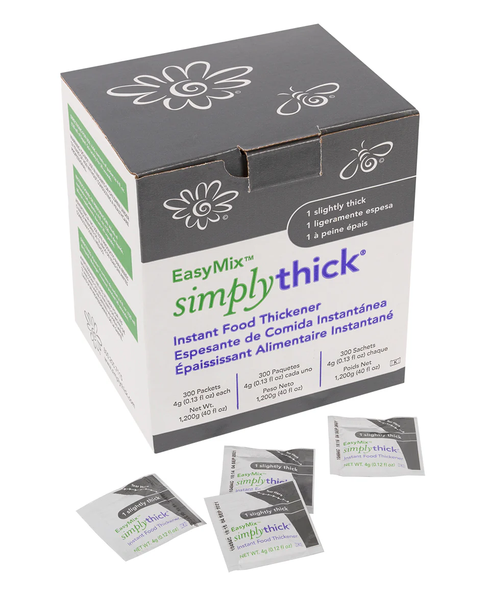 SimplyThick Easy Mix Food and Beverage Thickener 4 oz. Individual Packet Unflavored Gel, Slightly Thick, Box of 300