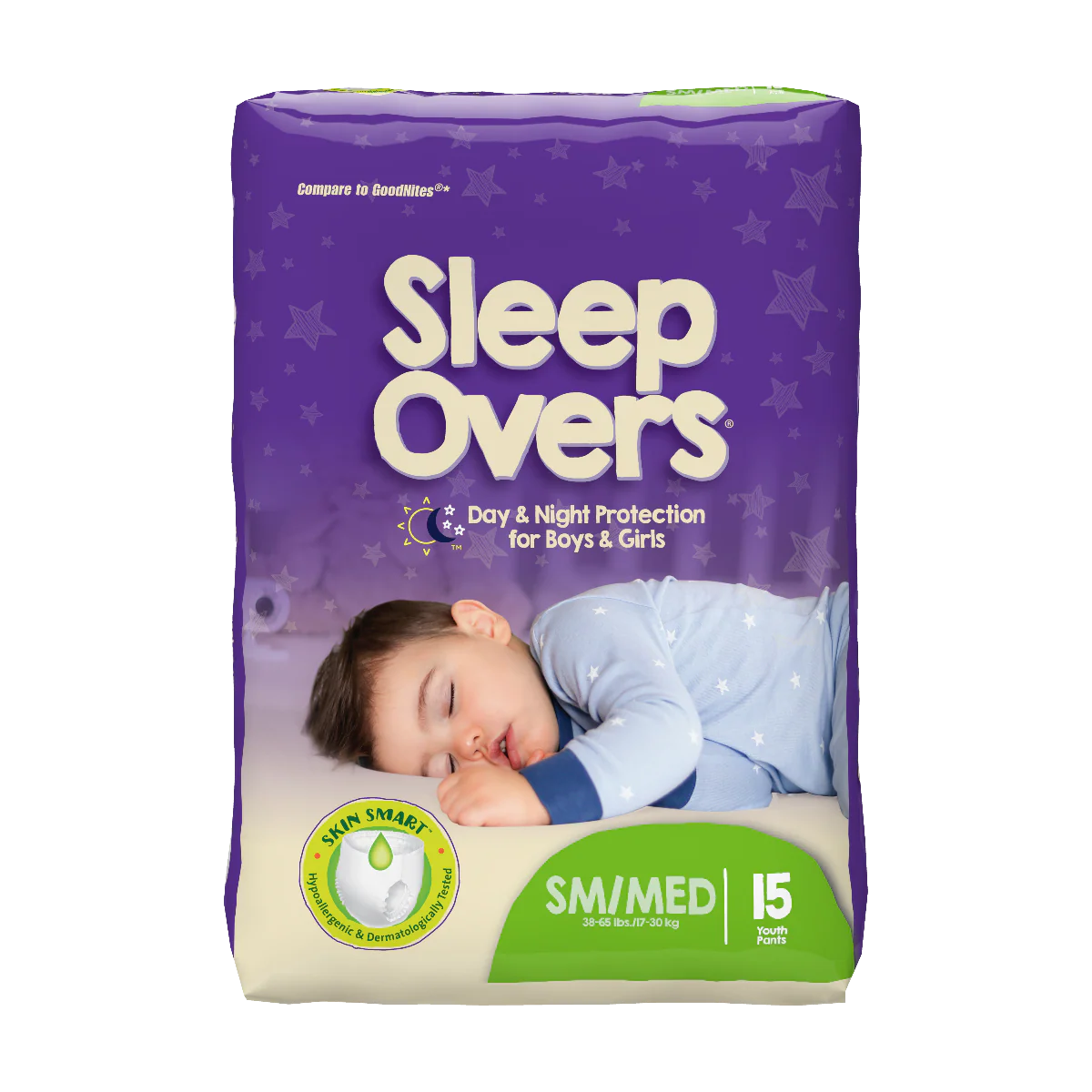 SleepOvers Small/Medium, 45 - 65 lbs, Pack of 15