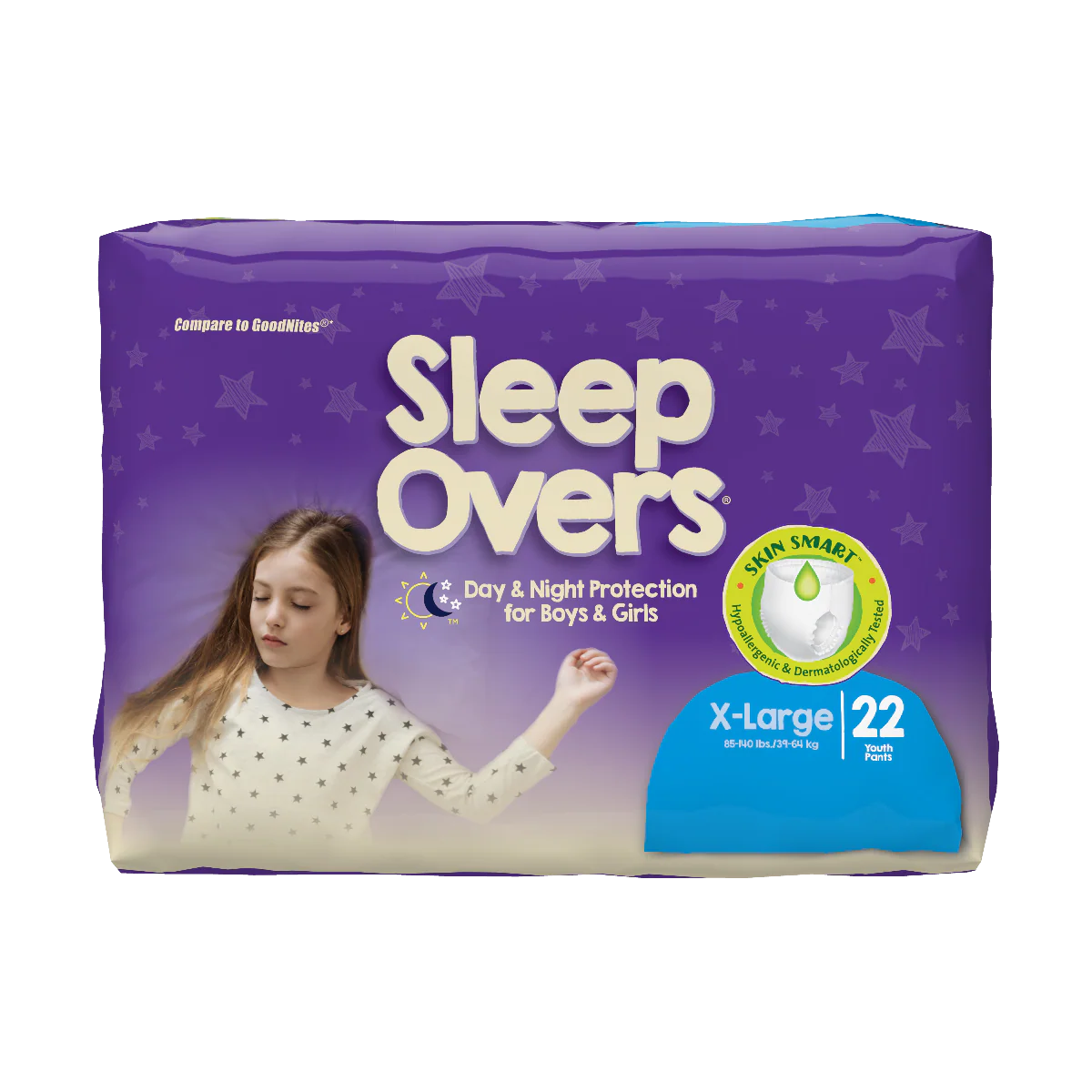 SleepOvers X-Large, 85 â€“ 140 lbs, 4 Packs of 22 (88 Total)