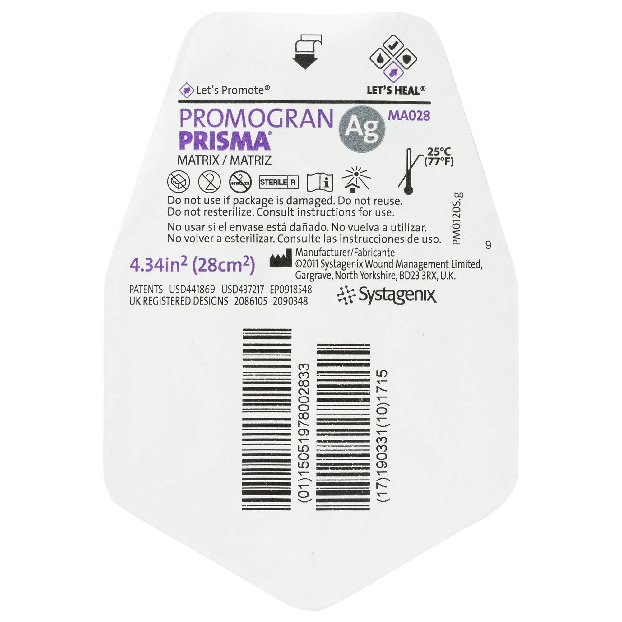 Systagenix Promogran Prisma Matrix Silver Collagen Dressing, 4-3/10 Square Inch, Hexagon, Sterile, Box of 10 - Image 3