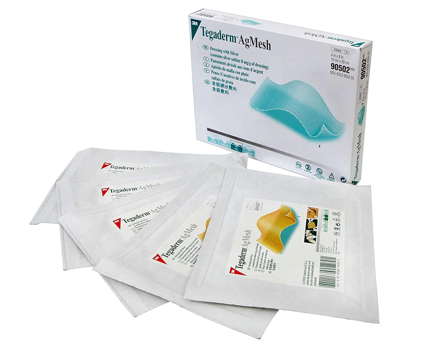 Tegaderm Ag 90502 Mesh Dressing with Silver, Box of 5