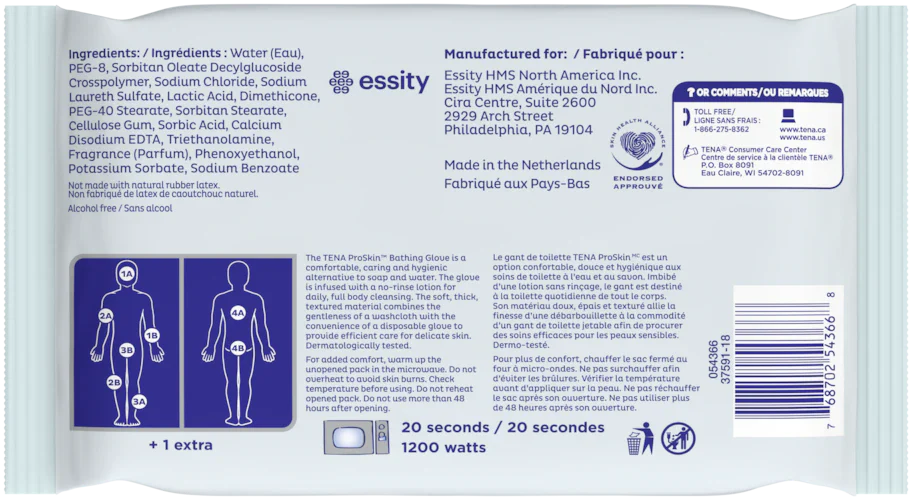 TENA ProSkin Rinse-Free Bathing Glove, Soft Packs - Image 5