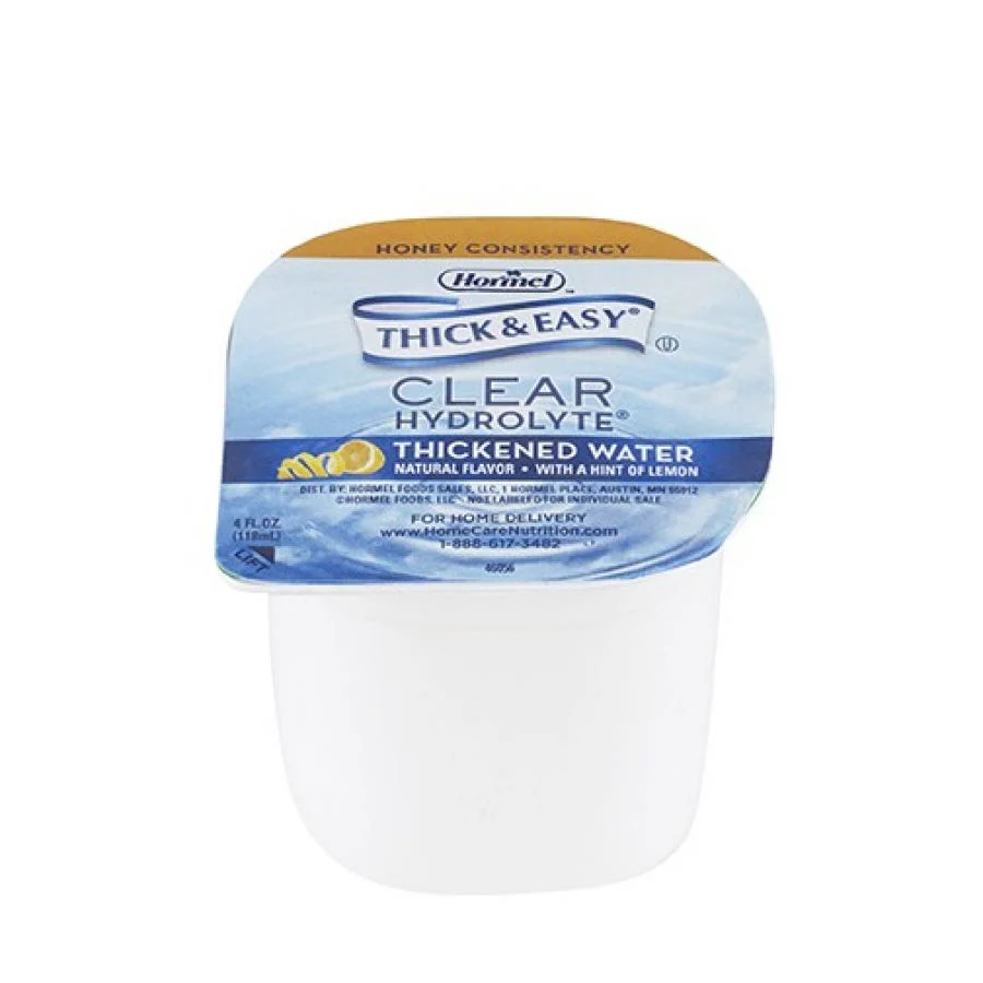 Thick & Easy Hydrolyte Thickened Water: Lemon, 4 oz, Honey Consistency, 24 Count