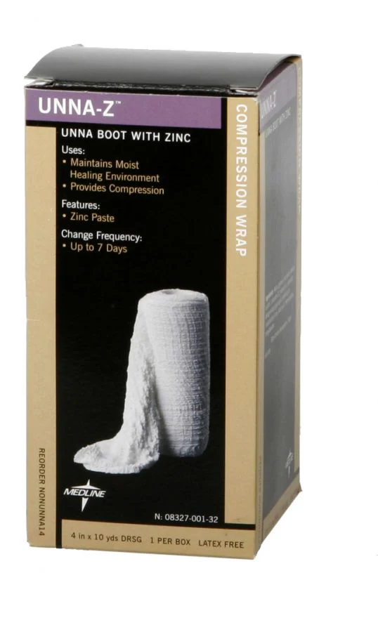 Unna-Z Zinc Boot Bandages 4 Inch x 10 Yard Latex Free Case of 12