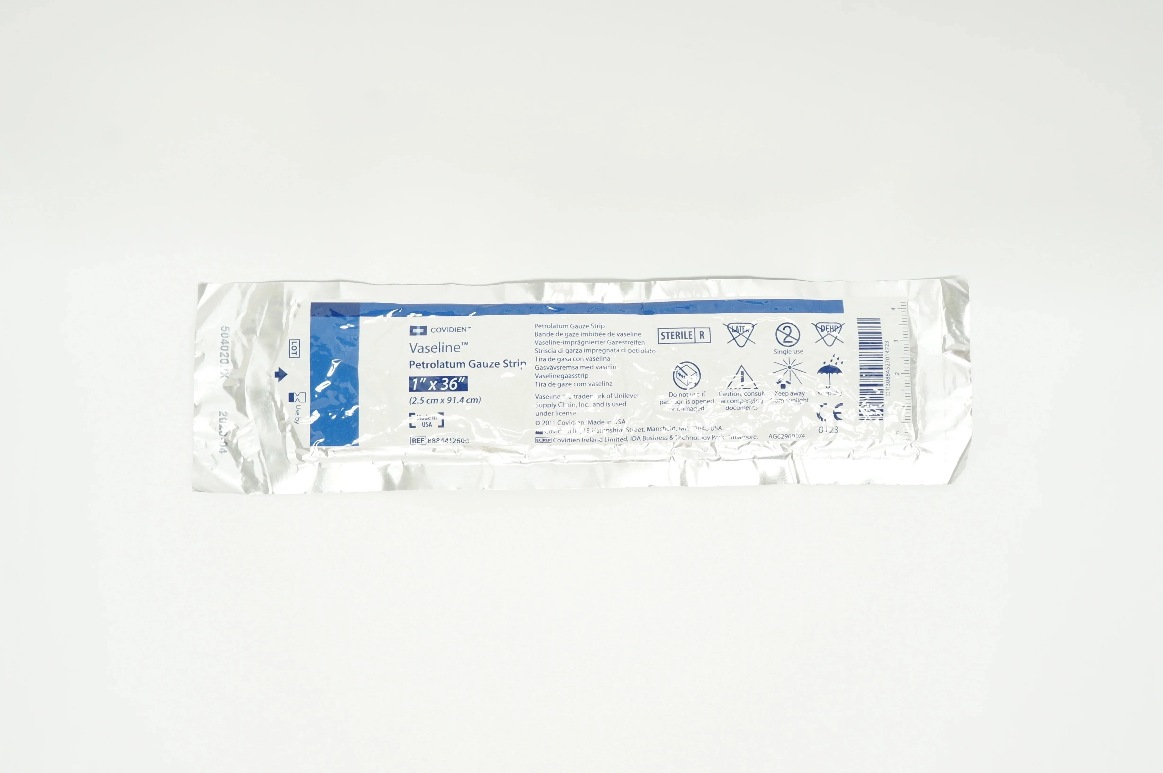 Vaseline Petrolatum Impregnated Dressing Strip 1 x 36 Inch, Sterile, Case of 72