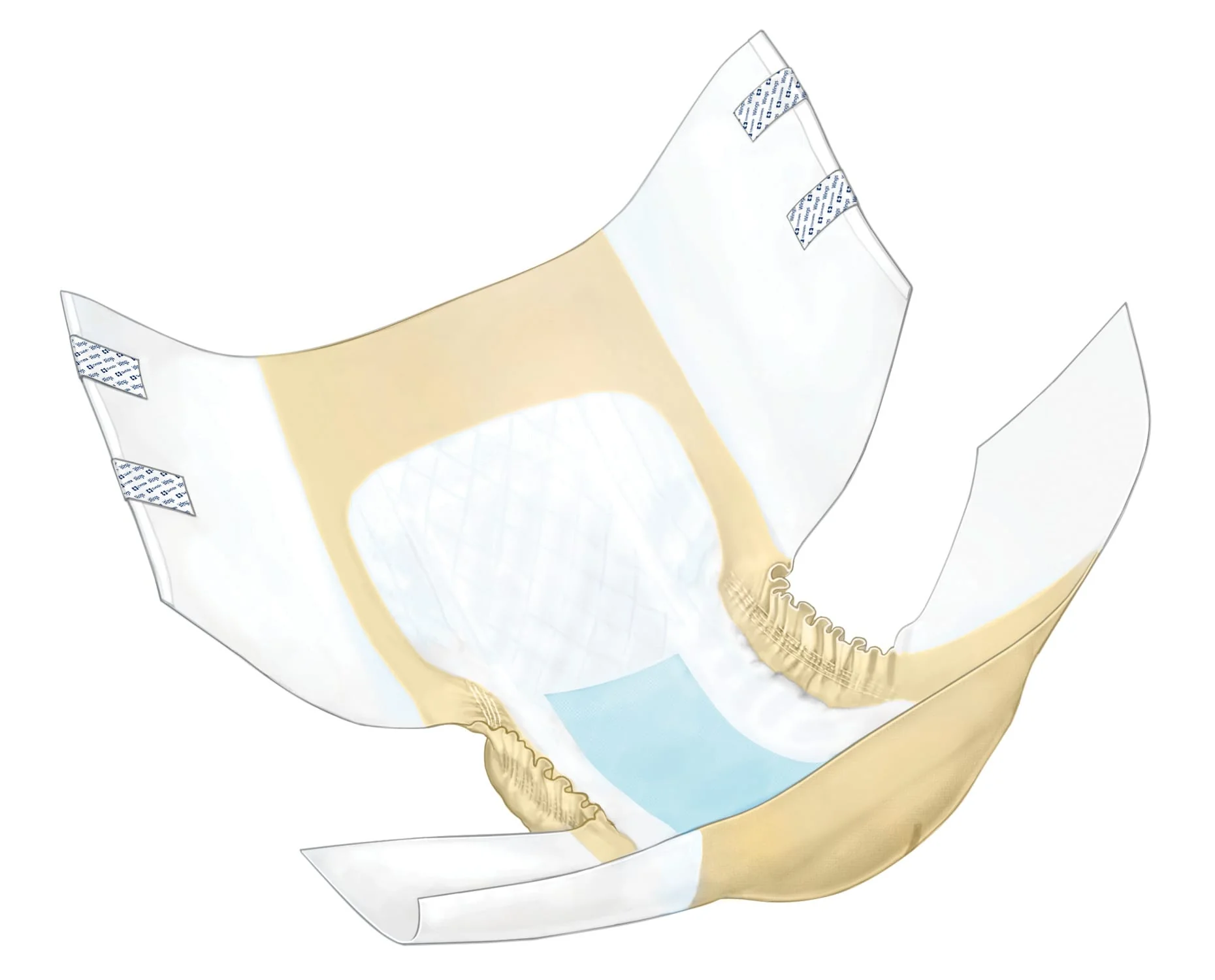 Wings Super Quilted Heavy Absorbency Adult Briefs X-Large Pack of 15, Beige/White - Image 2